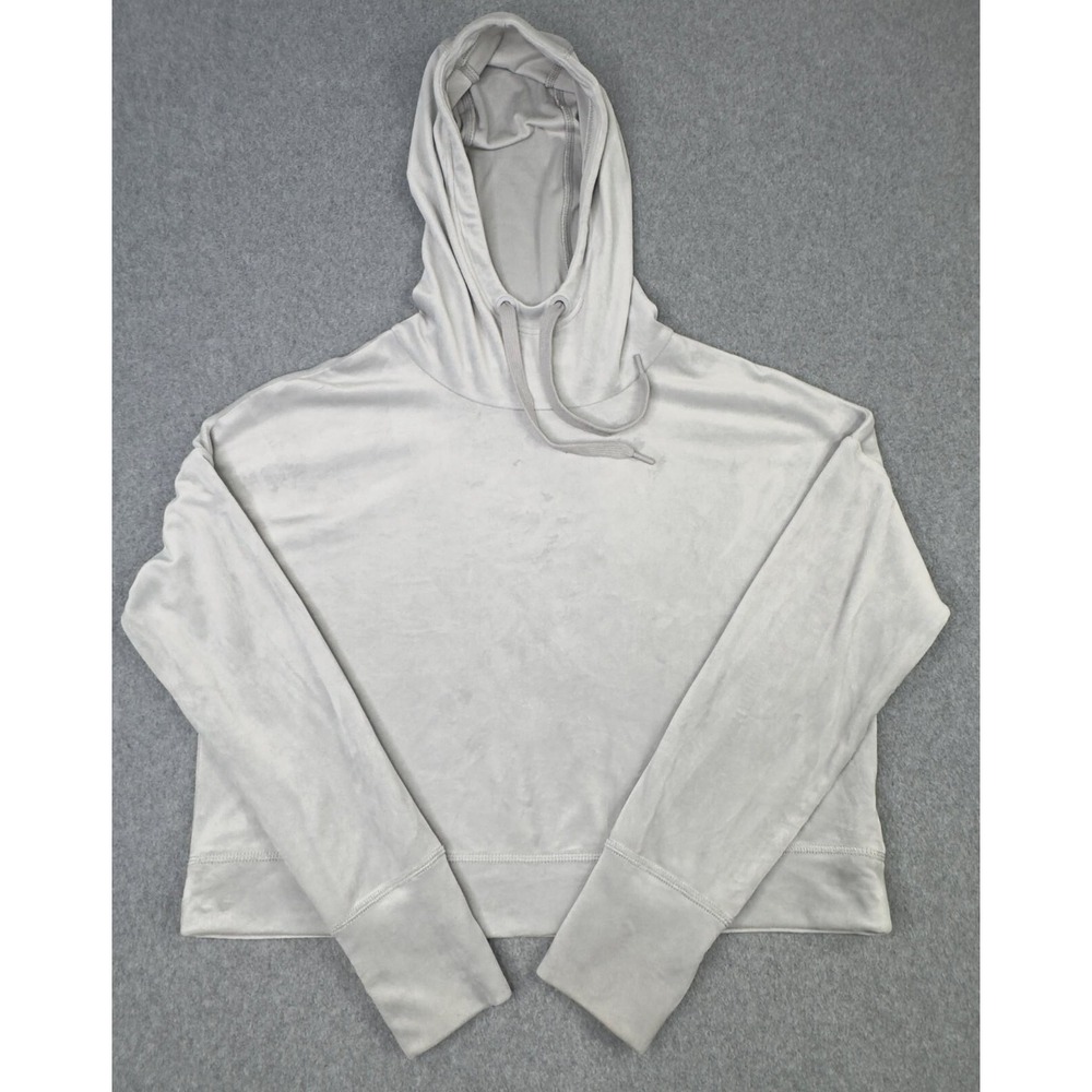 Aerie Offline Velour Cropped Gray Pullover‎ Long Sleeve Hoodie Women's Size M